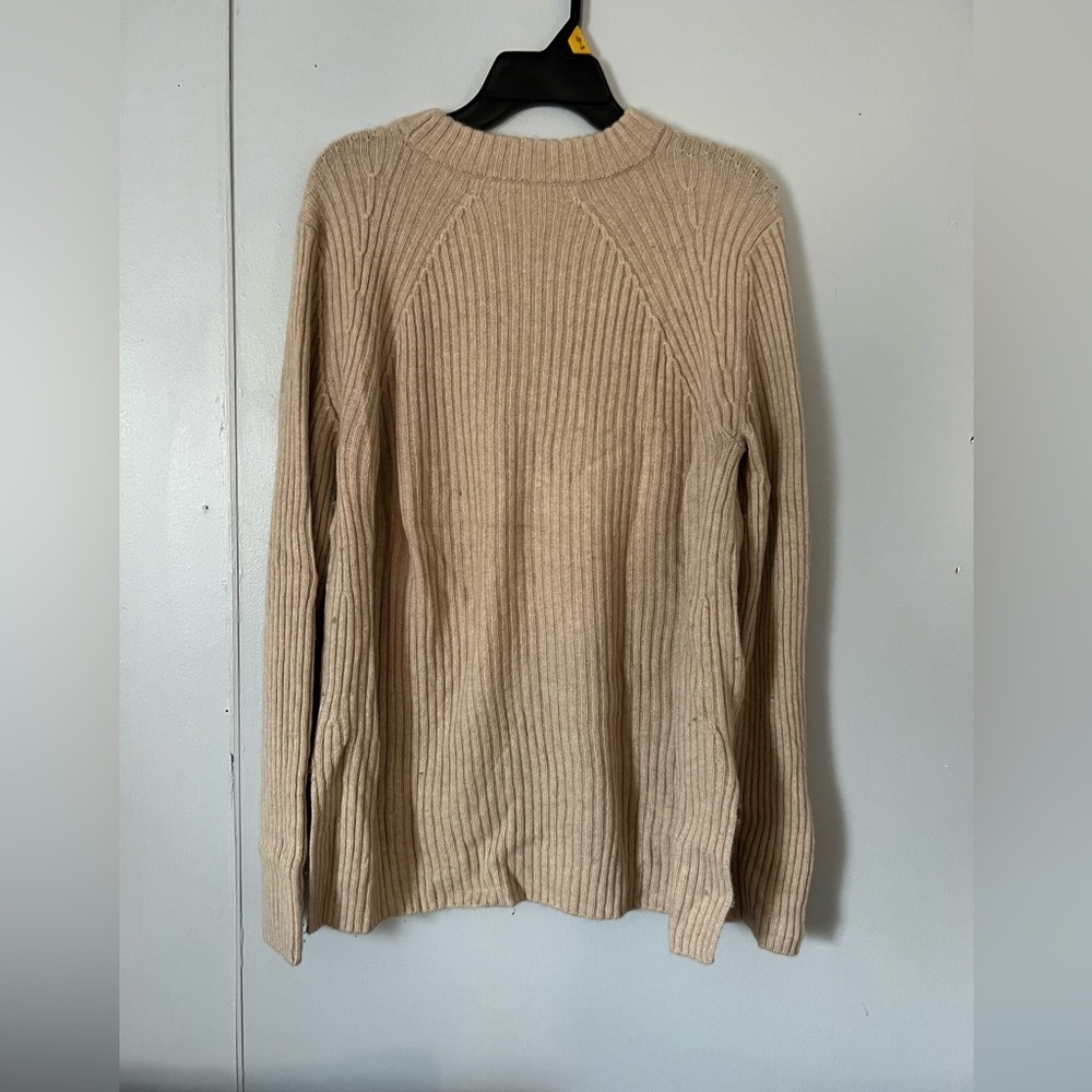 Vince Women's Beige Ribbed Crewneck Sweater - Picture 2 of 6